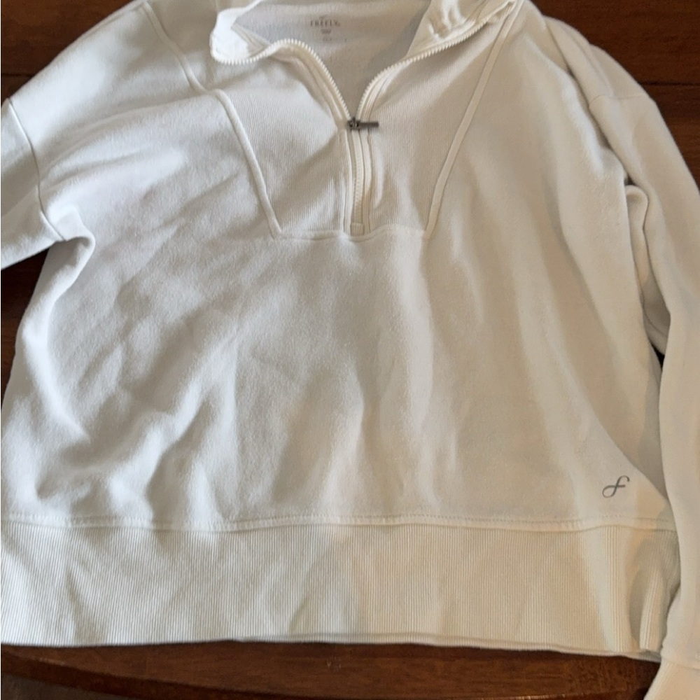 Women's White Half-Zip Pullover